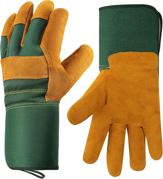 Hovico Gardening Gloves, Rose Pruning Gloves for Men & Women, Breathable Cowhide Leather Gauntlet, Best Garden Gifts & Tools for Gardener