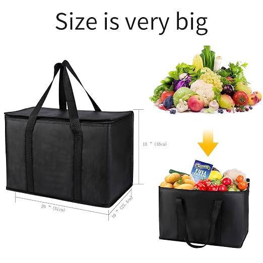 musbus 2Pk Insulated Reusable Grocery Bags, Collapsible Cooler Bag for Groceries, Heavy Duty Large Insulated Bag (16''x9''x13'', Spring Stroll)