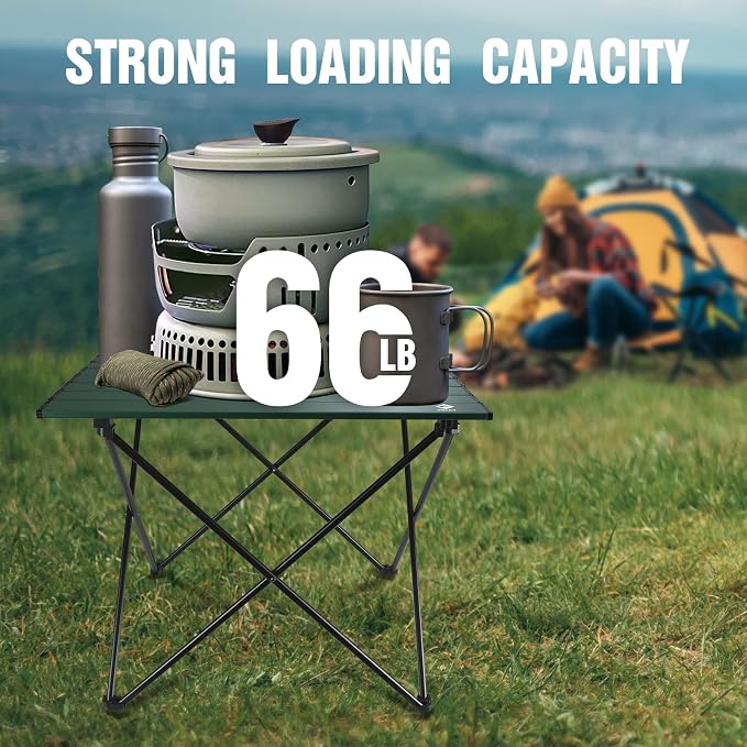 VILLEY Portable Camping Side Table, Ultralight Aluminum Folding Beach Table | Lightweight & Portable, Aluminum Folding Table with Carry Bag for Camping, Outdoor Cooking, Beach, Picnic, Boat & Travel