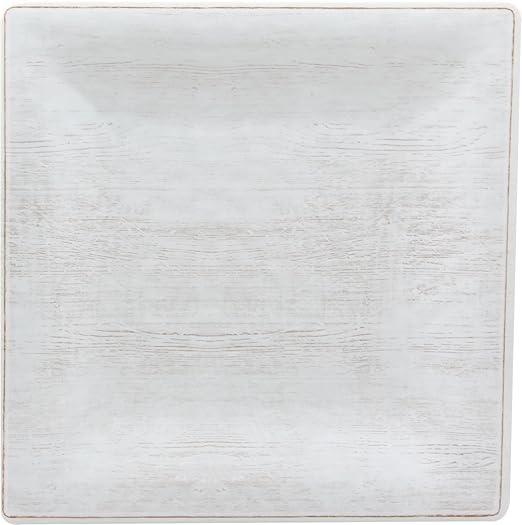 Carlisle FoodService Products Grove Reusable Plastic Plate Square Plate with Rim for Home and Restaurant, Melamine, 8.5 Inches, Buff, (Pack of 12)