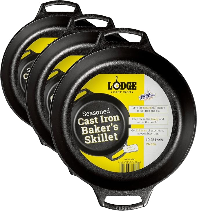 Lodge Cast Iron Baker’s Skillet,(Pack of 3)