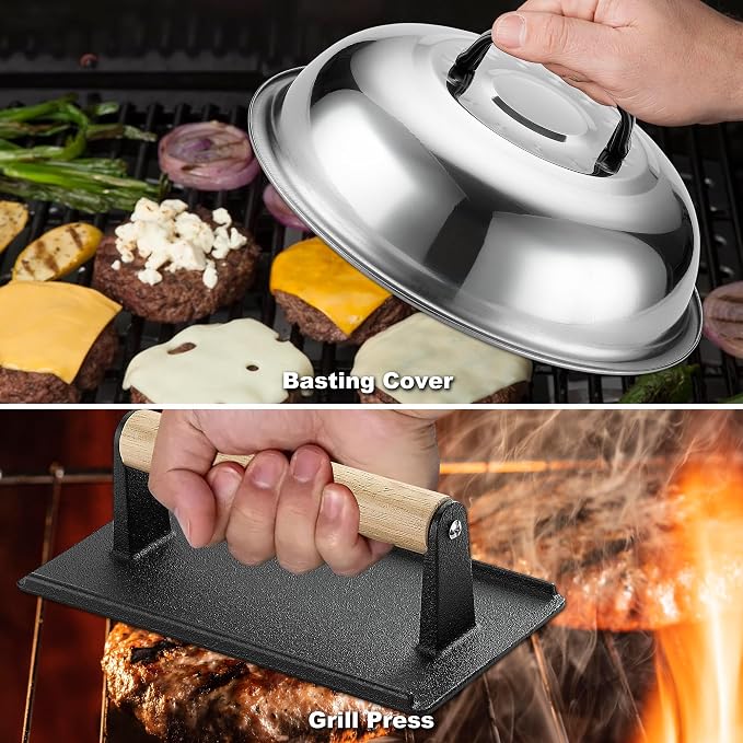 ROMANTICIST 29PCS Griddle Accessories Set - Flat Top Teppanyaki Spatula Set with Scraper, Basting Cover for Camp Chef- Home Cooking Griddle and Outdoor BBQ Gifts for Father's Day
