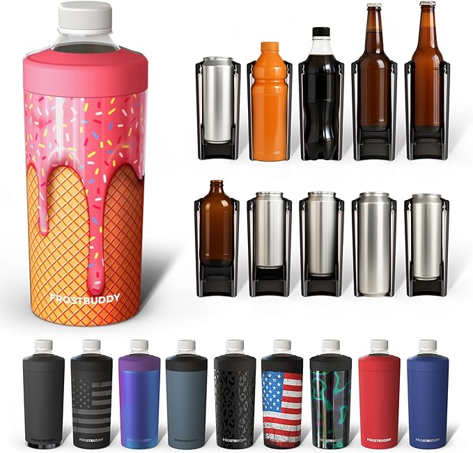 Frost Buddy XL Can Cooler - Fits 12/16/20/24 oz Cans & Bottles (Ice Cream) | Keeps drinks chilled 12+ hrs | No sweat, no condensation | Fits slim & standard cans