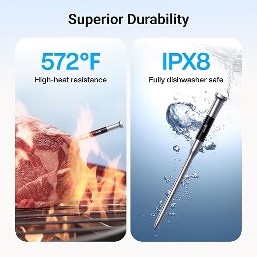 ThermoMaven Smart Bluetooth Wireless Meat Thermometer with WiFi App | Standalone Base, Ultra-Thin Probe, NIST ±0.5°F Accuracy, Real-Time Alerts, BBQ Grill Oven Kitchen, Steak Chicken Turkey Pork