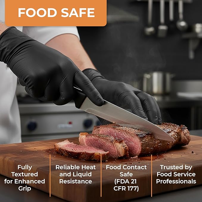ASAP Nitrile Gloves Disposable Latex Free - 4 Mil Powder Free, Food Safe, Kitchen & Medical - Cleaning & Tattoo Supplies