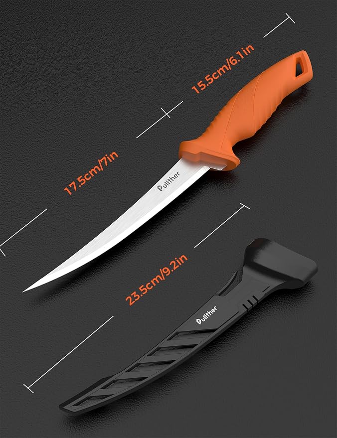 7 In Fillet Knife for fish,Stainless Steel Fishing Knife | Fishing Gear with Protective Sheath