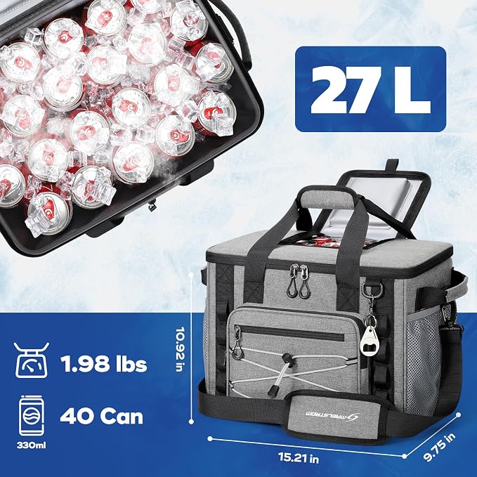 Maelstrom 30/40 Can Soft Cooler Bag, Leakproof Insulated Ice Chest | 24h Cold (With Ice), 5-Layer Insulation, Multi-Pockets ,Lightweight,Perfect For Camping, Beach, Hiking, Kayaking, Road Trips