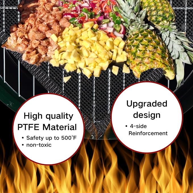 3 Pack Grill Mesh Mat Outdoor Grill, Heavy Duty and Non Stick BBQ Grilling Mats & Baking Mats, Resuable and Easy to Clean, Works on Gas Charcoal and Electric BBQ (15.7 x 13 Inch x 3 pcs)