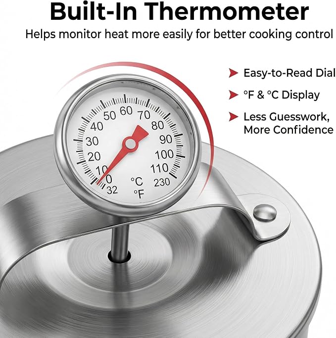 Stainless Steel Ham Maker with Thermometer, 304 Food-Grade Deli Meat Press Mold, 2-2.5 Lbs Capacity, Easy to Use & Dishwasher Safe for Homemade Ham, Luncheon Meat, Bacon - Home & Commercial Use