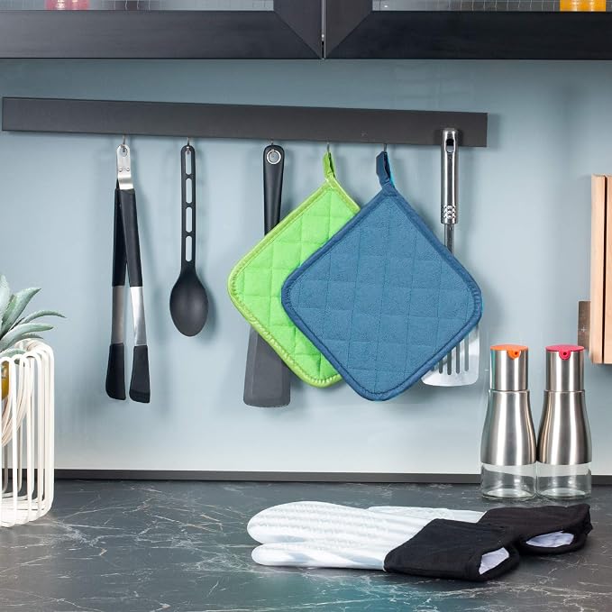 Joyhalo 5 Pack Pot Holders for Kitchen Clearance | Cotton Made, Machine Washable, Heat Resistant Potholder, Hot Pads, Trivet for Cooking and Baking, Federal Blue