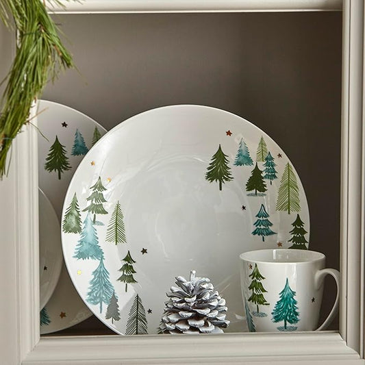 Lenox 880069 Balsam Lane 4-Piece Mug Set, Christmas Drinkware, Holiday Hosting
