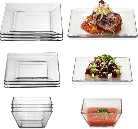 Libbey Tempo 12-Piece Glass Dinnerware Set, Service for 4