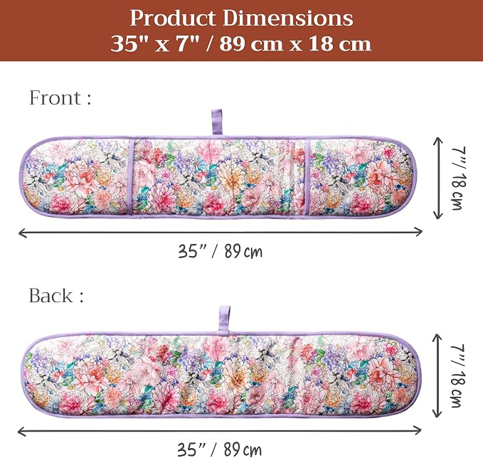 Maison d' Hermine Double Oven Mitts 100% Cotton Double Oven Glove (7"x35") | Heat Resistant BBQ Cooking Gloves with Loop Baking Grilling Kitchen Hotel Home Farmhouse Spring Summer - Floral Love