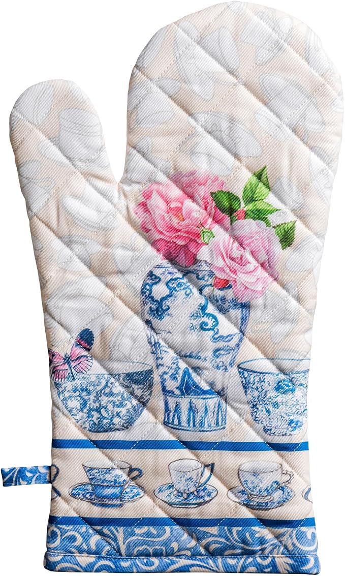 Maison d'Hermine Oven Gloves 100% Cotton Oven Mitt (7" x 13", Pack of 1) | With Loop Heat Resistant BBQ Cooking Gloves Baking Grilling Kitchen Handling Hot Pans Spring Summer - Canton