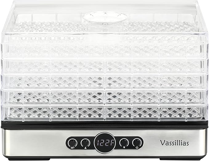 Small Food Dehydrator Dryer - Dehydrator for Healthy Food | Meat, Jerky, Fruit, Vegetable, Mushroom and Herb, 400W, 158°F, Mini Dryer with 5 BPA-Free Drying Racks, White, Model 904
