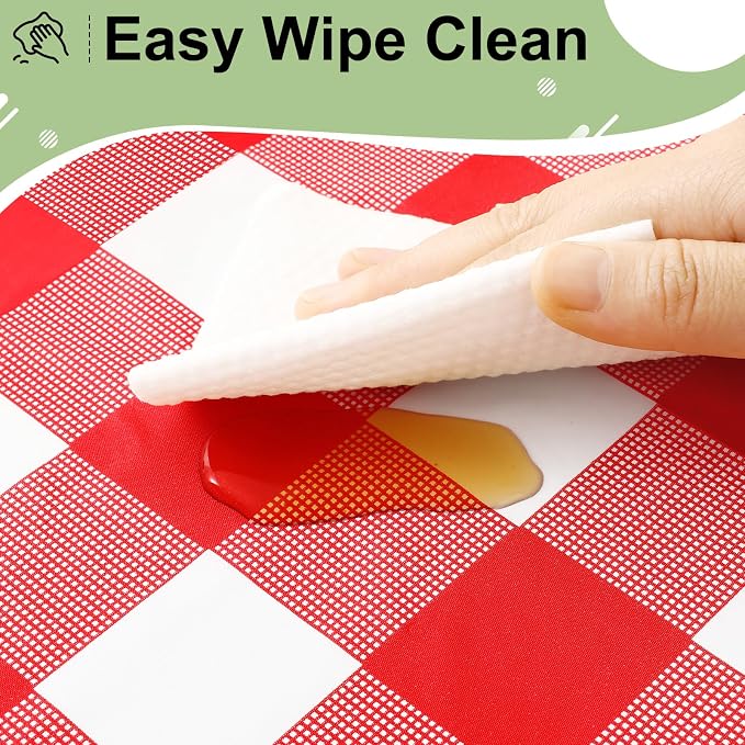 4 Packs Buffalo Disposable Table Cloth, 54 x 72 Inch Waterproof Plastic Tablecloth, Rectangle Red and White Checkered Table Covers for Picnic, Birthday, Party, Back to School