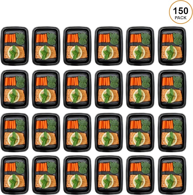 Freshware Meal Prep Containers 1 Compartment Food Storage Containers with Lids, Bento Box, BPA Free, Stackable, (16 oz), 150 count (Pack of 1)