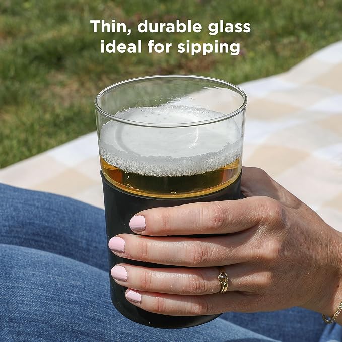 Rabbit Freezable Beer Glasses, 2 Count (Pack of 1), Black