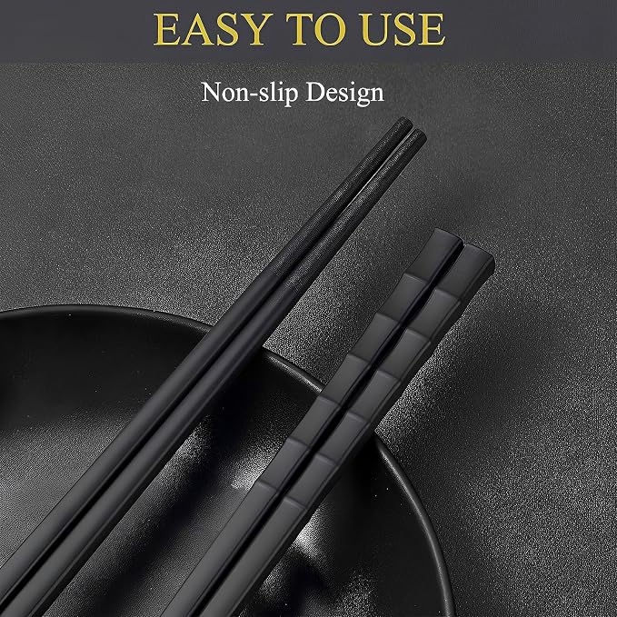 Chopsticks Gift set With Ceramic Rest Reusable Dishwasher Safe,Red Black | Cute Panda Chopsticks Holder, Anniversary Gift for Couple