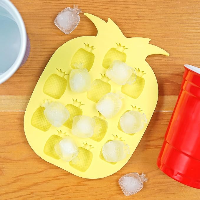 Pineapple Shaped Ice Cube Tray, Yellow - Fairly Odd Novelties - Funny Tropical Fruit Drink Ice Molds