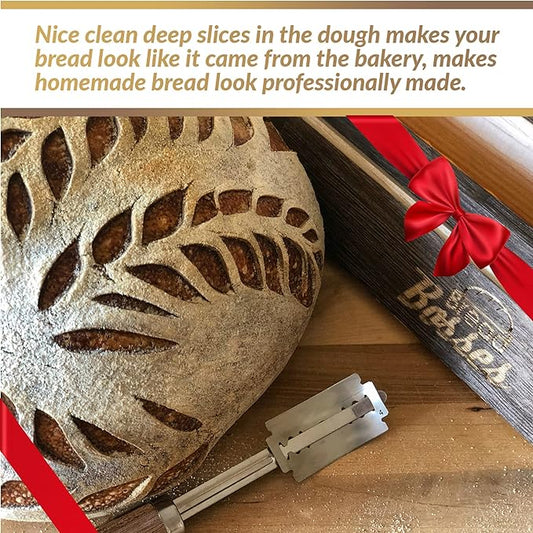 Bread Bosses Bread Bakers Lame Slashing Tool - Dough Making Slasher Tools Baking Sourdough Bread Starter Jar Scoring Knife Razor Cutter Slashing Tool Accessories for Cutting Supplies -Great As A Gift