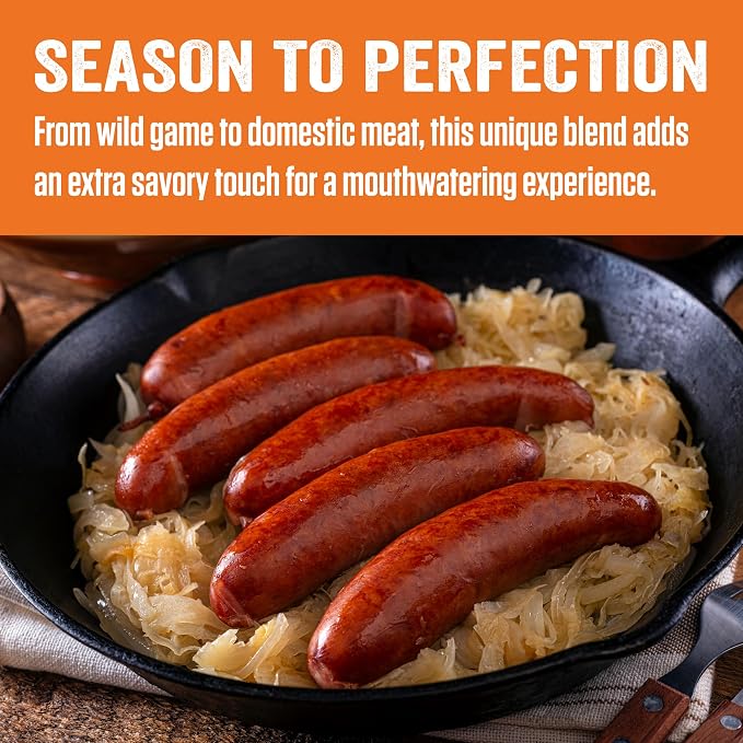 LEM Products Backwoods Kielbasa Fresh Sausage Seasoning, 11.8 oz Packet | Pre-Measured Seasoning for Wild Game and Domestic Meat, Seasons Up to 25 Pounds of Meat for Homemade Sausages