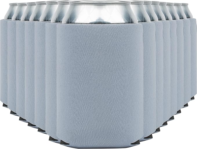 Blank Beer Can Coolers Sleeves (30-Pack) Soft Insulated Beer Can Coolies - HTV Friendly Plain Koolies in Bulk for Beer Cans & Bottles - Coolie Blanks for Vinyl Projects & Wedding Favors (Gray)