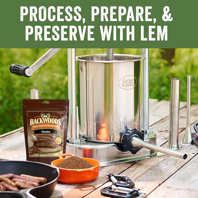 LEM Products Backwoods Chorizo Fresh Sausage Seasoning, 7.5 oz Packet | Pre-Measured Seasoning for Wild Game and Domestic Meat, Seasons Up to 25 Pounds of Meat for Homemade Sausages