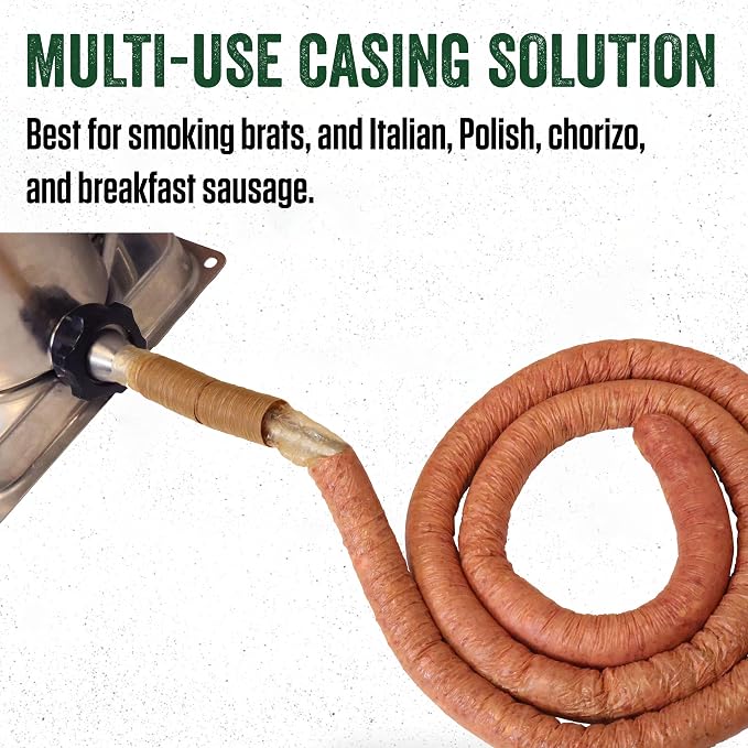 LEM Products Clear Smoked Collagen Casings, 21mm, Edible Sausage Casings, Stuffs Approximately 20 Pounds Per Pack, Great for Snack Sticks, Hot Dogs, Metts, Andouille, Brats, and More, 2-Pack