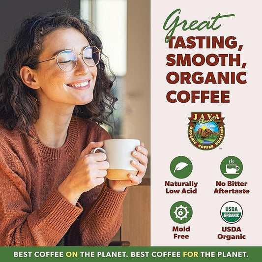 Low Acid Organic Coffee – Whole Bean, Mold-Free & Stomach Friendly by Java Planet, Guatemalan Single Origin Coffee, Medium Roast, Smooth Full Flavored, 5LB Bag