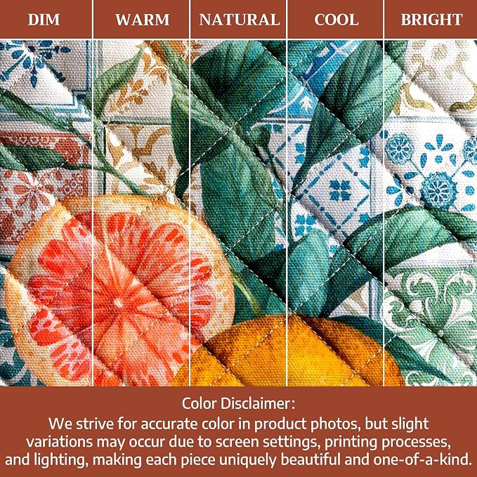 Maison d' Hermine Pot Holders 100% Cotton Potholders (8" x 8", Pack of 1) | Heat Resistant Hot Pads with Loop BBQ Cooking Baking Farmhouse Kitchen Handling Hot Pans Spring Summer - Agrume