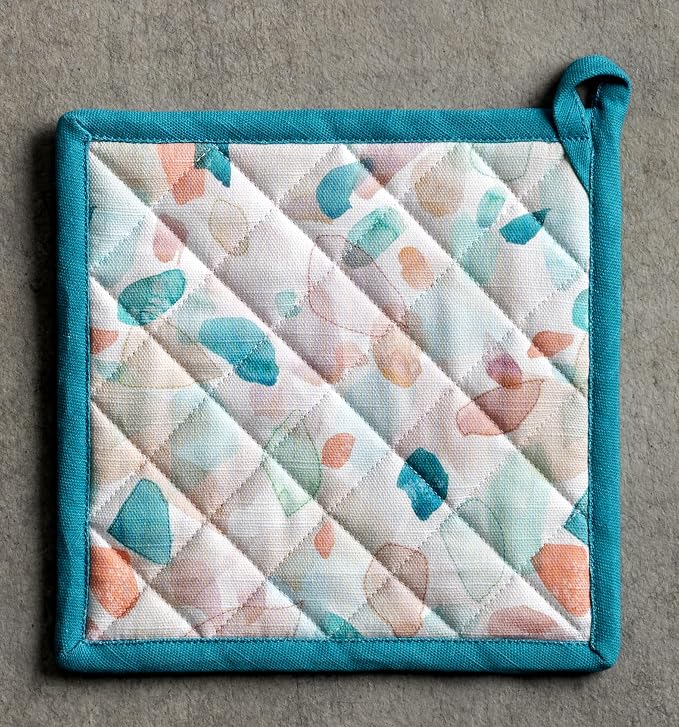 Maison d' Hermine Pot Holders 100% Cotton Potholders (8" x 8", Pack of 2) | Heat Resistant Hot Pads with Loop BBQ Cooking Baking Farmhouse Kitchen Handling Hot Pans Spring Summer - Summer Picnic