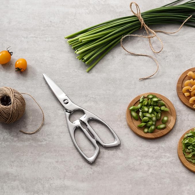 LIVINGO Kitchen Shears Heavy Duty Stainless Steel Multi Purpose Scissors | Come Apart Design, Dishwasher Safe, Sharp Cutting Edge, Food Meat Poultry Vegetable Nutcracker, Everyday Kitchen Tasks
