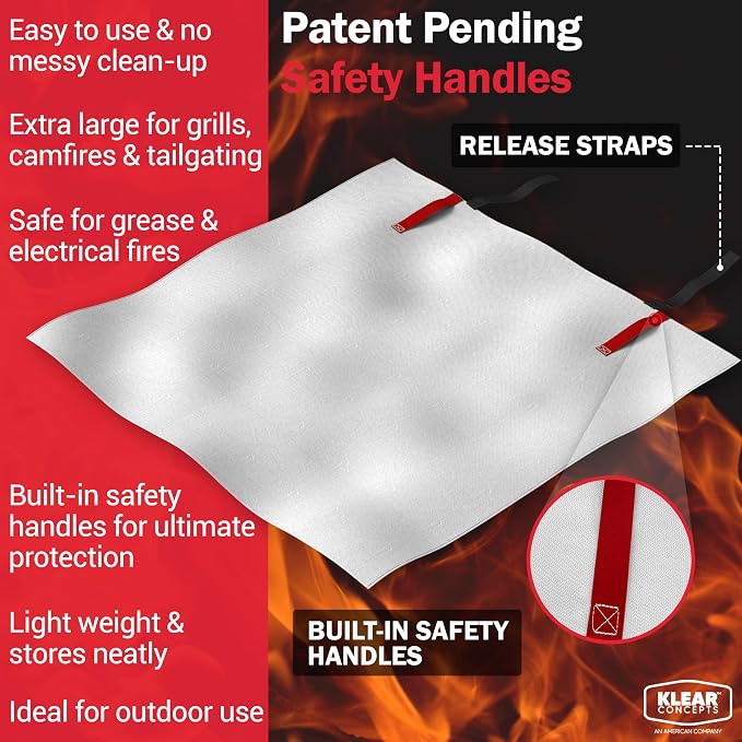 Emergency Fire Blanket, XL 60"x70" UM9 Fiberglass, Rated to 1076°F, Smothers BBQ, Grill, Campfire Fires, National Park Foundation Partner, Designed in USA