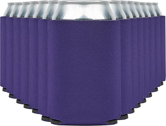 Blank Beer Can Coolers Sleeves (30-Pack) Soft Insulated Beer Can Coolies - HTV Friendly Plain Koolies in Bulk for Beer Cans & Bottles - Coolie Blanks for Vinyl Projects & Wedding Favors (Purple)
