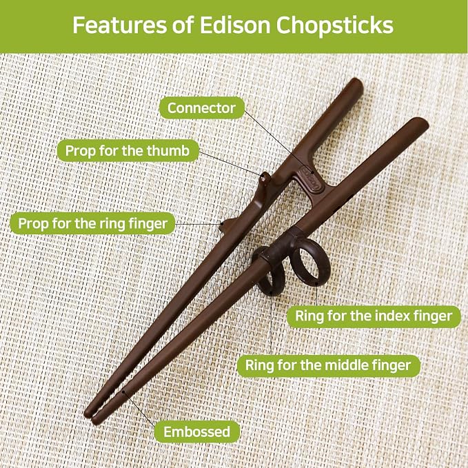 Left Handed Training Chopsticks - Beginner Helper, Brain Trainer, Easy Practice Chopsticks - Made in Korea