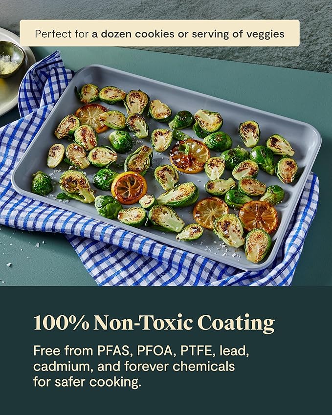 Caraway Non-Stick Ceramic Medium Baking Sheet - Naturally Slick Ceramic Coating - Non-Toxic, PTFE & PFOA Free - Perfect for Baking, Roasting, and More - Medium (15" x 10") - Sage