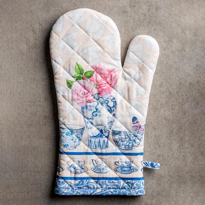 Maison d'Hermine Oven Gloves 100% Cotton Oven Mitt (7" x 13", Pack of 1) | With Loop Heat Resistant BBQ Cooking Gloves Baking Grilling Kitchen Handling Hot Pans Spring Summer - Canton