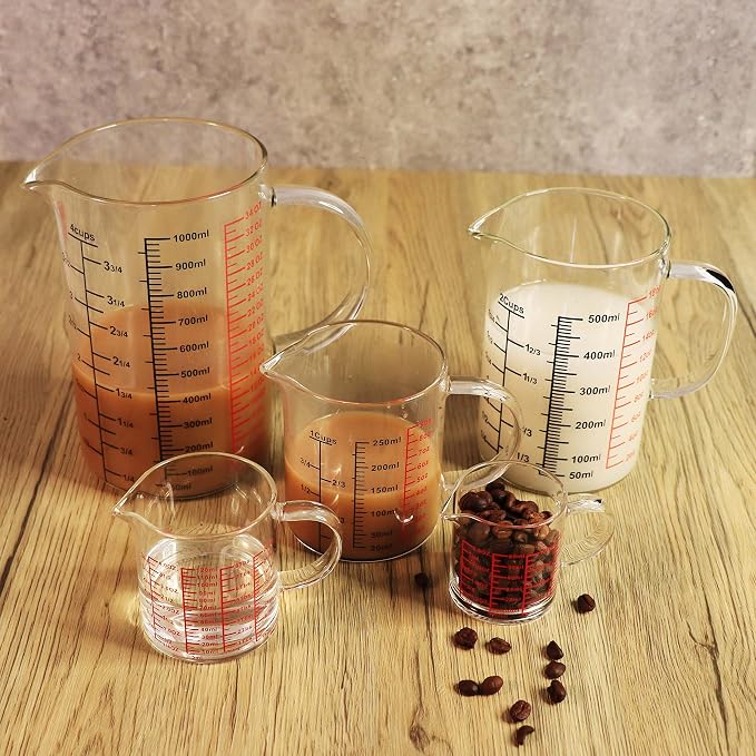 Ackers BORO3.3 Glass Measuring Cup-[Insulated handle | V-Shaped Spout]-Made of High Borosilicate Glass Measuring Cup for Kitchen or Restaurant, Easy to Read, 500 ML (16 Oz, 2 Cup)
