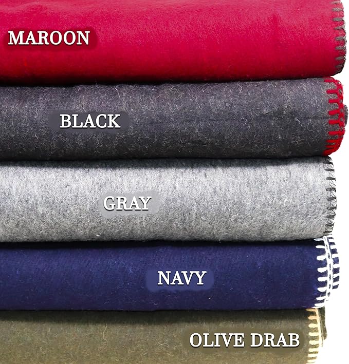 M MCGUIRE GEAR Heavy Duty Wool Blanket, Survival, Emergency, and First Aid Use – Mil-Spec, Fire Retardant, Durable Outdoor Wool Blankets for Camping. - Navy Blue, (64 x 90 inches)