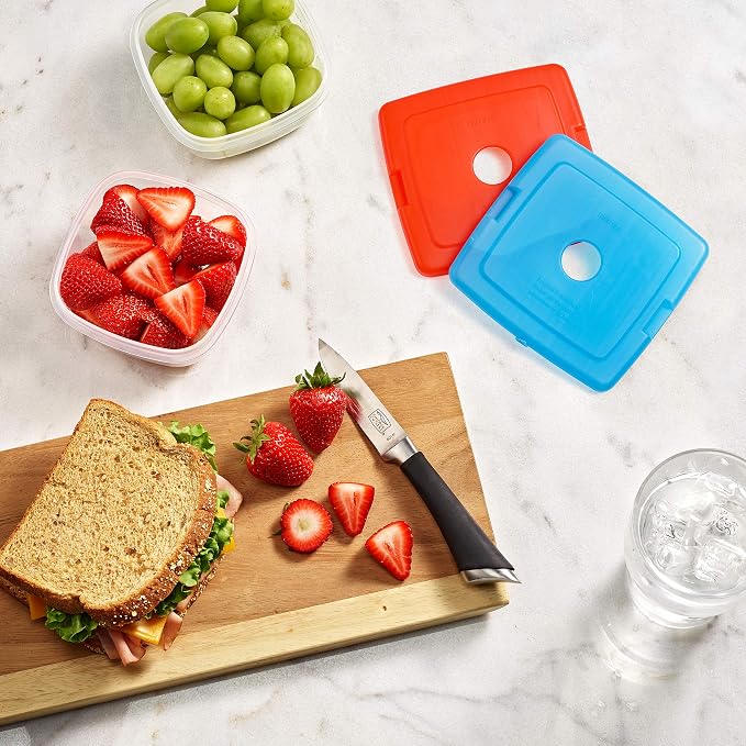 Cool Coolers by Fit + Fresh, 4 Pack Slim Ice Packs, Space Saving Reusable Ice Packs for Lunch Boxes or Coolers