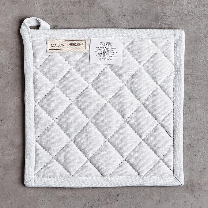 Maison d' Hermine Pot Holders 100% Cotton Potholders (8" x 8", Pack of 2) | Heat Resistant Hot Pads with Loop BBQ Cooking Baking Farmhouse Kitchen Handling Hot Pans Spring Summer - Blossoms in Spring