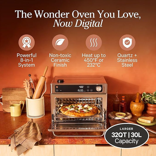 Our Place Large Wonder Oven Pro | 8-in-1 Digital Countertop Oven with Large 32Qt quarts | Non-toxic, Fast Quartz Heating | Air Fry, Toast, Roast, Bake, Broil, Reheat & Dehydrate | Stainless Steel