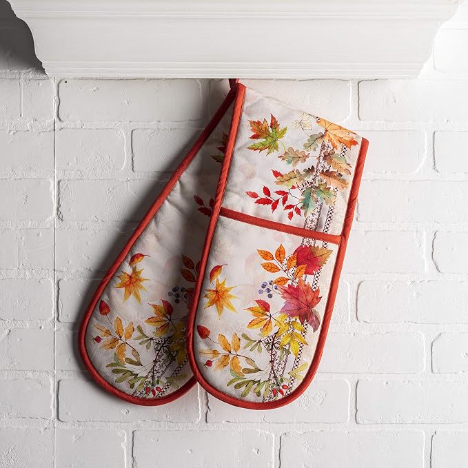 Maison d' Hermine Double Oven Mitts 100% Cotton Double Oven Glove (7"x35") | Heat Resistant BBQ Cooking Gloves with Loop Baking Kitchen Home Hotel Farmhouse Thanksgiving Christmas - Amarante