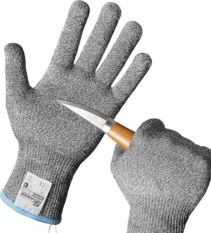 Schwer ANSI A6 Cut Resistant Gloves, Food Grade Cutting Gloves for Kitchen Food Prep, Mandoline Gloves for Meat Cutting, Oyster Shucking, Knife Proof, Wood Carving, CR1401,150Pairs, M
