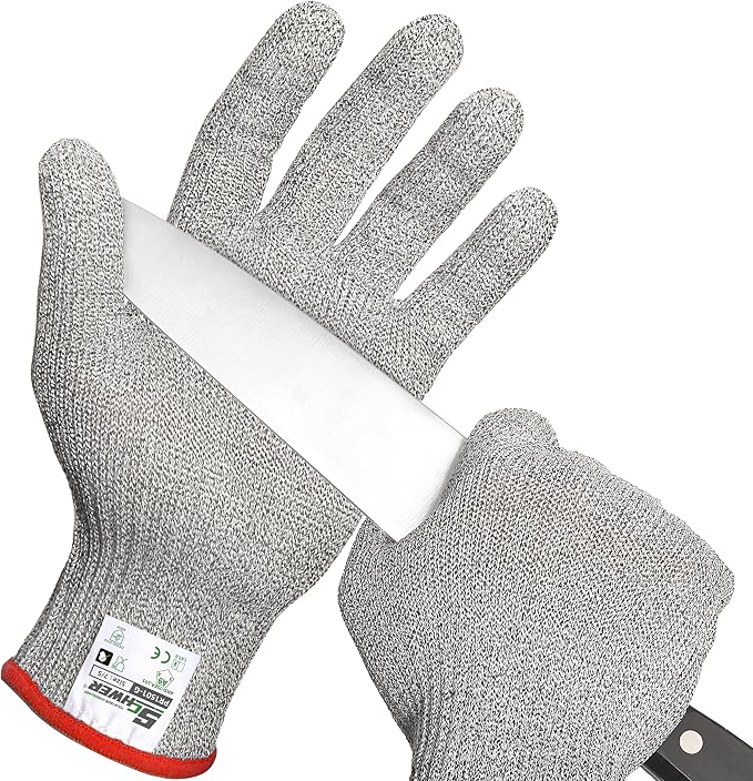 Schwer SlicePro ANSI Cut Resistant Gloves, Food Grade Cutting Gloves for Kitchen Food Prep, Mandoline Gloves for Meat Cutting, Oyster Shucking, Fish Fillet Processing, PR1501-G, S