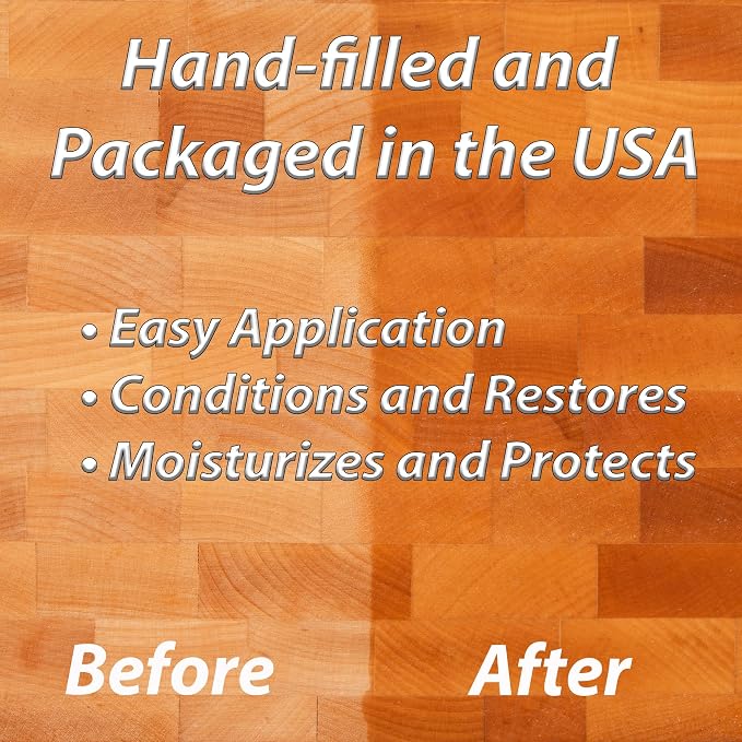 Wood Butter Cutting Board Wax - 8 fl oz - Conditioner for Butcher Block and Wooden Kitchen Tools. Macy;s Place Food Grade Mineral Oil and Beeswax for Wooden Tools. Support Animal Rescue