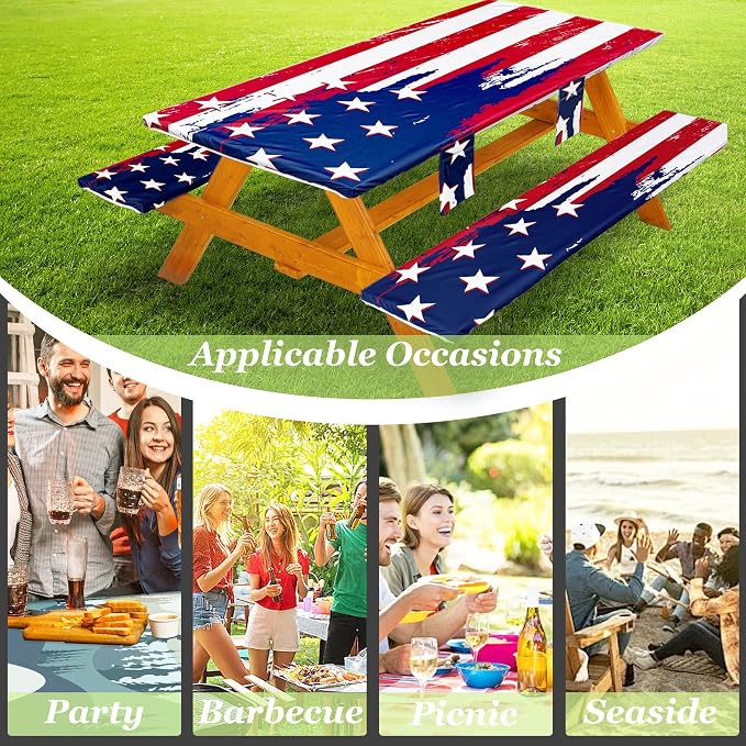 Picnic Table Cover with Bench Covers Table Cloth Tablecloth Summer Outdoor Rv Patio Tent Camping Glamping Campsite Camper Essentials Accessories Items Gear Gadgets Stuff Necessities Supplies Must Have