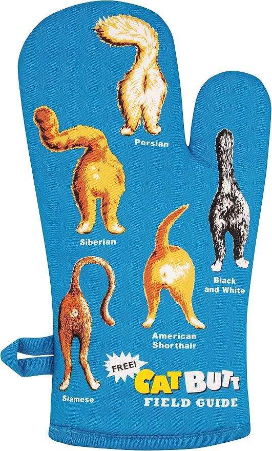 Blue Q Cat Butt Funny Oven Mitts - Cute Oven Mitts, Home Kitchen Gifts, Cooking Accessories, Super-Insulated Quilting, Comfy Natural-Fitting Shape, 100% Cotton, Machine Wash, Size 12.5" L x 7.5" W