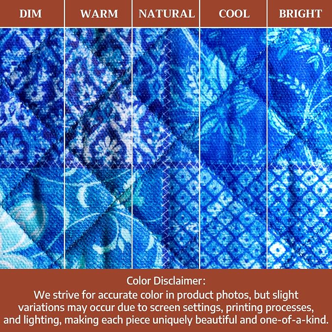 Maison d'Hermine Oven Gloves 100% Cotton Oven Mitt (7" x 13", Pack of 1) | With Loop Heat Resistant BBQ Cooking Gloves Baking Grilling Kitchen Handling Hot Pans Spring Summer - Indigo Love